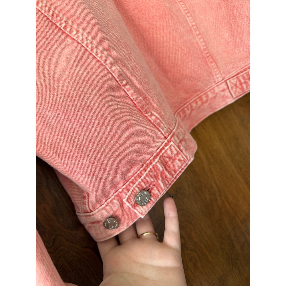 GAP sz S Oversized Pink Washed Denim Jean Jacket Baggy Streetwear Heavy Staple - Picture 7 of 8